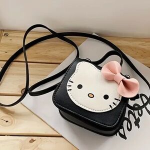 NEW Hello Kitty Black and White Leather Crossbody Bag